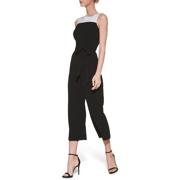 White House Black Market Pants - WHBM SLEEVELESS COLOR BLOCK JUMPSUIT Black & White Size 6